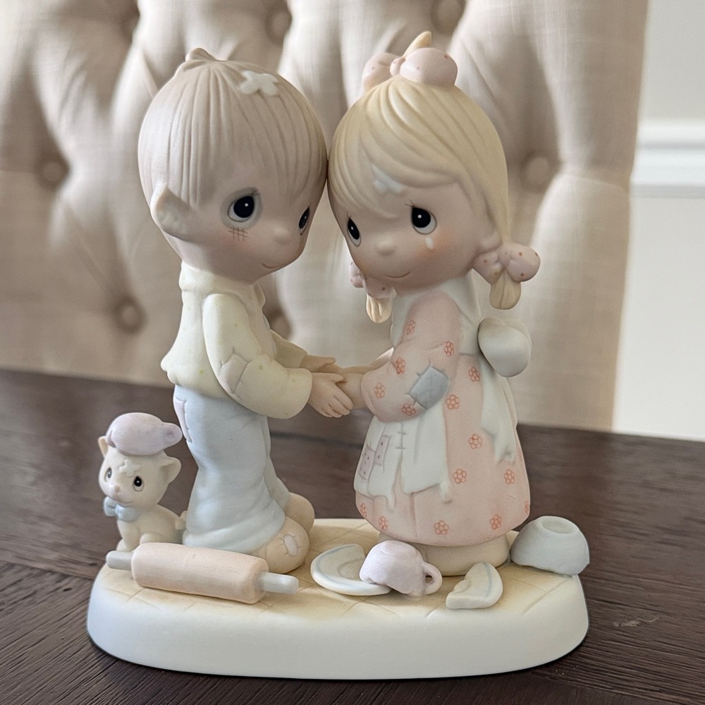 Precious Moments Cream and Pink Baking Children Figurine